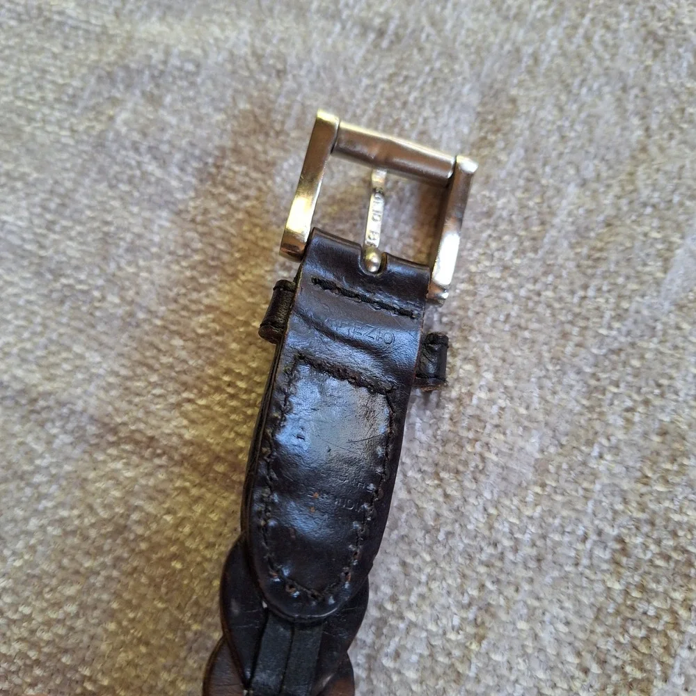 Vintage Braided Leather Concho Belt Southwestern Cowgirl Brass India Capezio